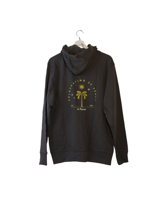 Zip-Up Hoodie „20 Years“ – Anthrazit / Yellow Print