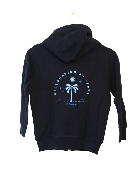 Kids Zip-Up Hoodie „20 Years“ – Marine / Blue Print