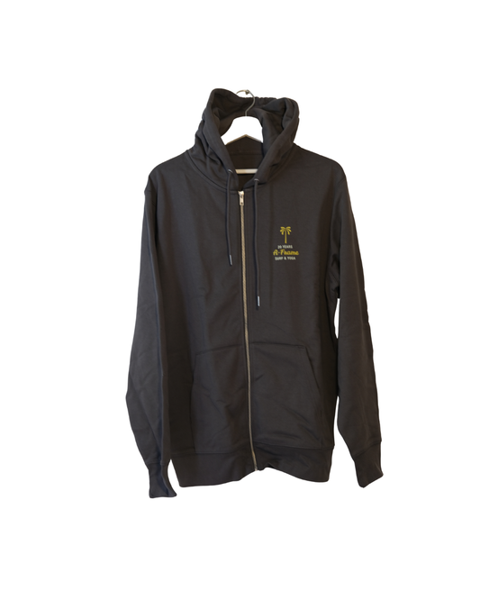 Zip-Up Hoodie „20 Years“ – Anthrazit / Yellow Print
